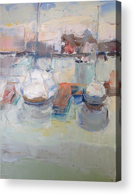 Harbor Acrylic Print featuring the painting Harbor Sailboats by Suzanne Giuriati Cerny