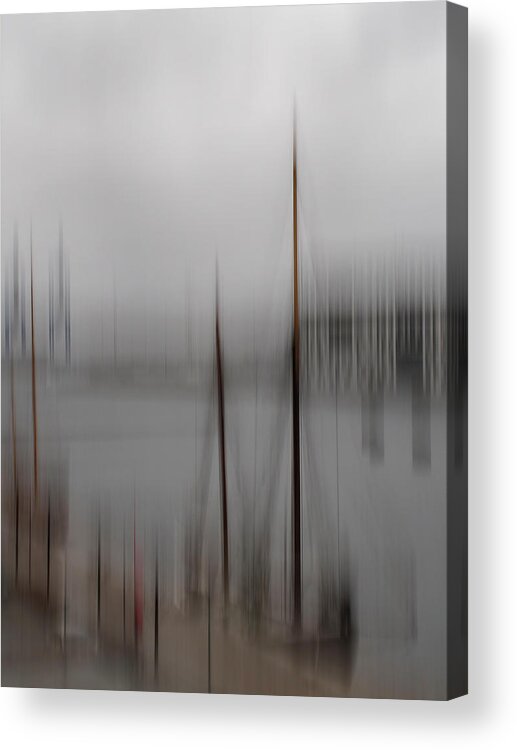 Harbour Acrylic Print featuring the photograph Harbour in the fog by Inge Riis McDonald