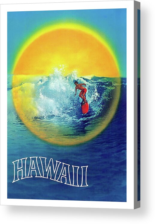 Hawaii Acrylic Print featuring the painting Hawaii, Sun surfer by Long Shot