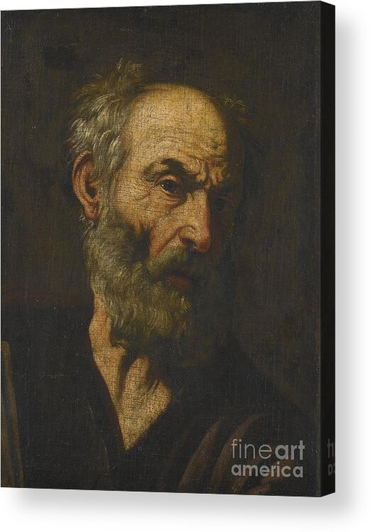 Workshop Of Jusepe De Ribera Acrylic Print featuring the painting Head Of A Man by MotionAge Designs