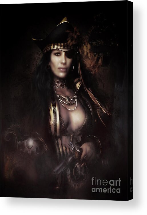 Pirate Acrylic Print featuring the digital art Heads You Lose by Shanina Conway