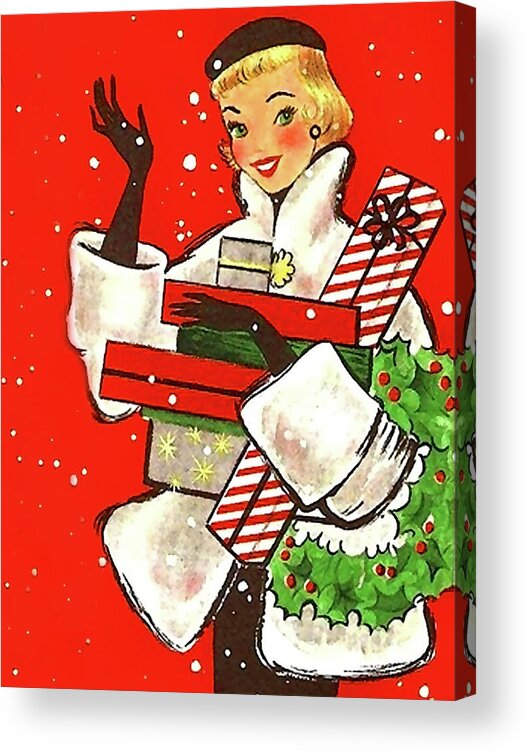 Christmas Shopping Acrylic Print featuring the mixed media Hello from Christmas shopping girl by Long Shot