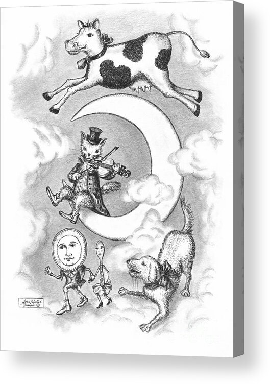 Art Acrylic Print featuring the drawing Hey Diddle Diddle by Adam Zebediah Joseph