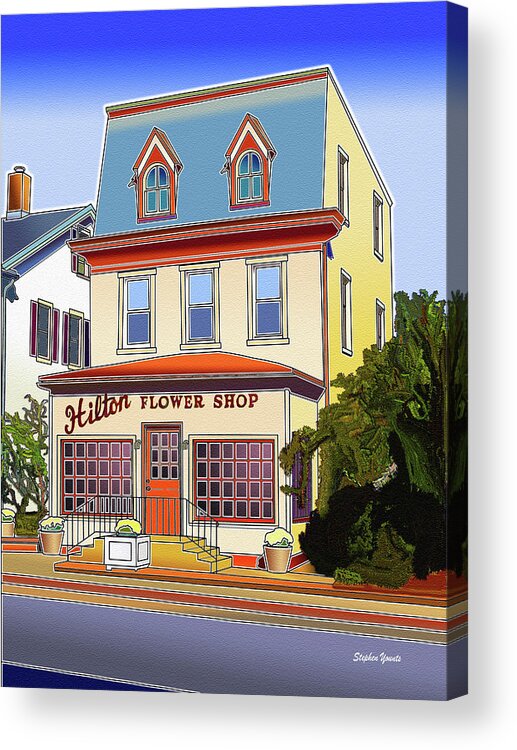 Catonsville Acrylic Print featuring the digital art Hilton Flower Shop by Stephen Younts