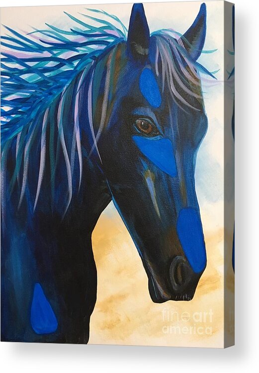 Horse Acrylic Print featuring the painting Horse Blue Boy by Monika Shepherdson