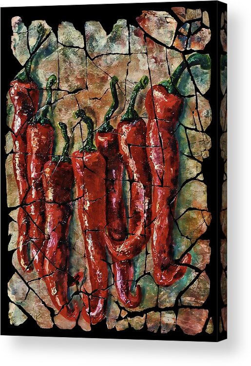 Lenaowens Acrylic Print featuring the painting Hot Pepper fresco by OLena Art