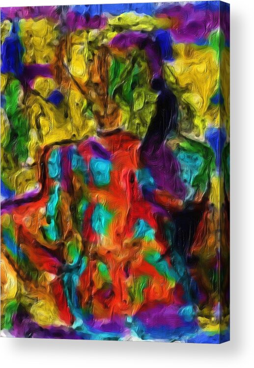 Acrylic Woman Acrylic Print featuring the painting I have had a really bad week by Shelley Bain