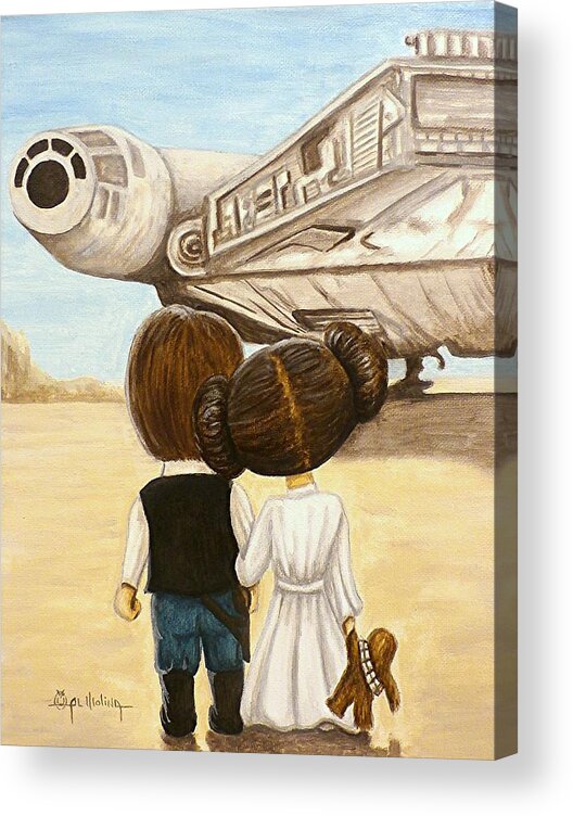 Star Wars Acrylic Print featuring the painting I love you   I know by Al Molina