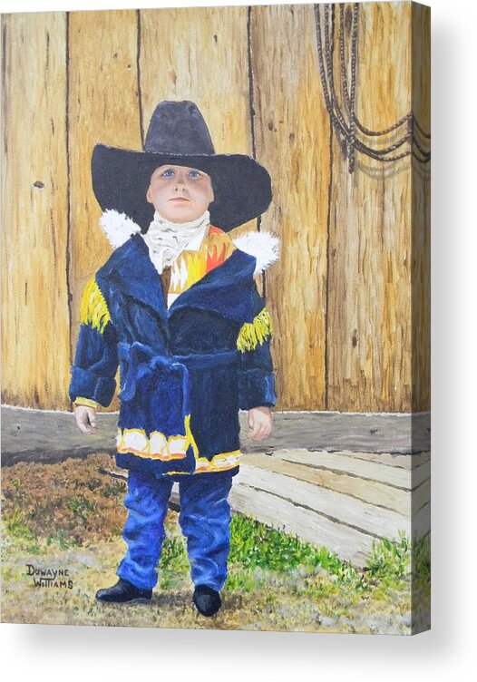 Western Acrylic Print featuring the painting I'm A Cowboy by Duwayne Williams