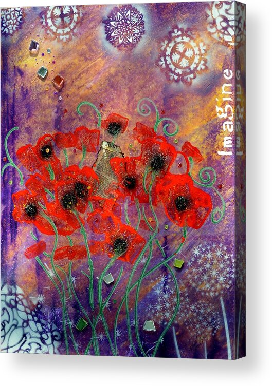 Floral Abstract Art Painting Acrylic Print featuring the painting Imagine by MiMi Stirn by MiMi Stirn