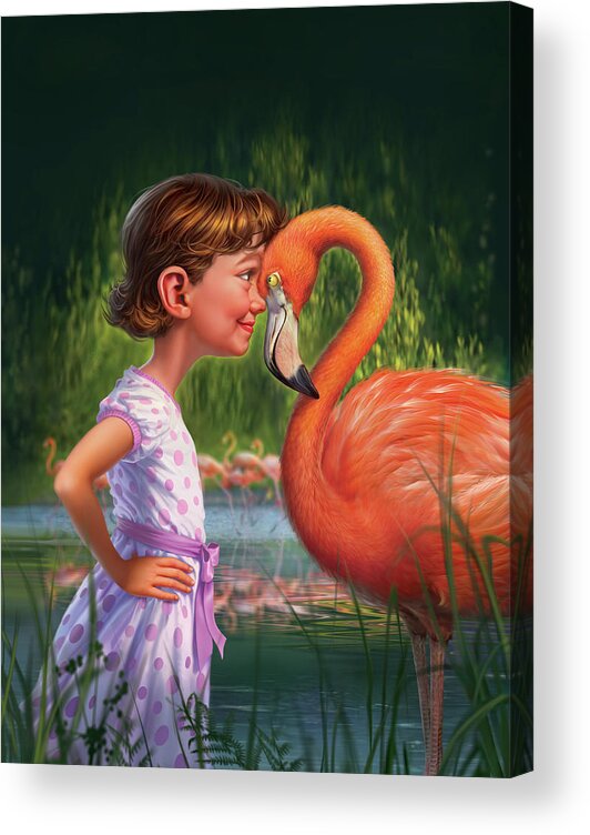 Flamingo Acrylic Print featuring the digital art In The Eye Of The Beholder by Mark Fredrickson