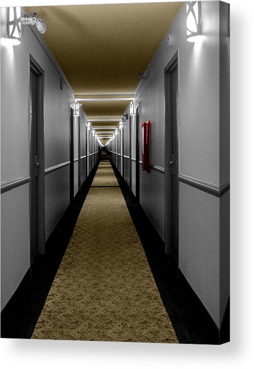 Hotel Acrylic Print featuring the photograph Long Hall of Life by Leon deVose