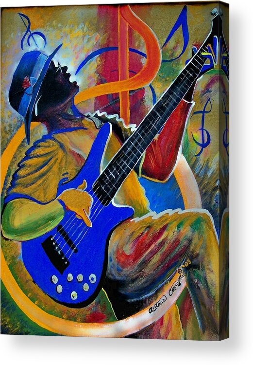 Guitar Acrylic Print featuring the painting Inside my music by Arthur Covington