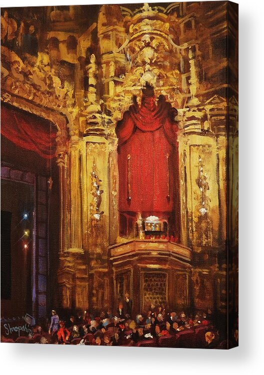 Oriental Theater Chicago Acrylic Print featuring the painting Inside the Oriental Theater Chicago by Tom Shropshire
