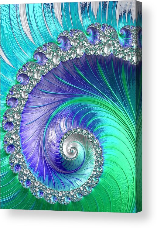 Fractal Acrylic Print featuring the digital art Inspired by Nature Fractal Spiral by Mo Barton