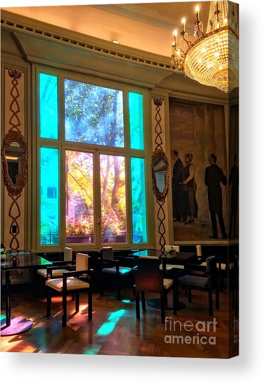 Rome Acrylic Print featuring the photograph interior of hotel in Rome by HD Connelly