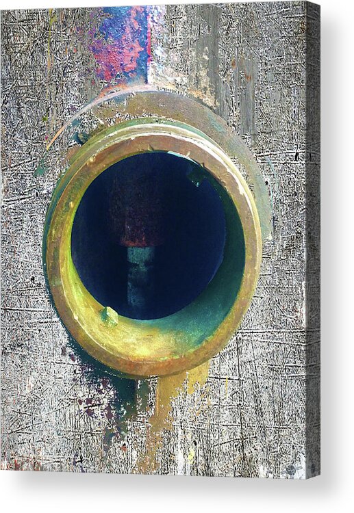 Rusty Hole Acrylic Print featuring the mixed media Inturupted by Tony Rubino