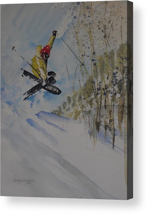 Skiing Acrylic Print featuring the painting Iron Cross at Beaver Creek by Sandra Strohschein