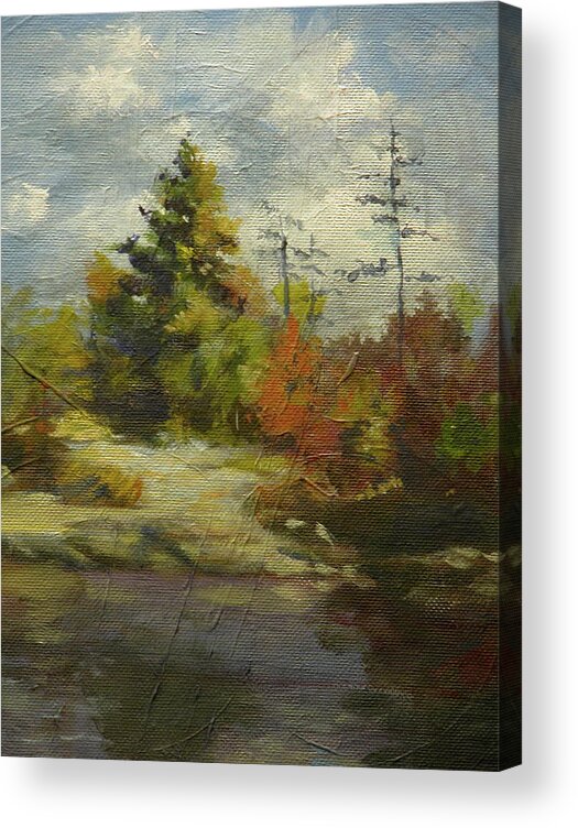 Walt Maes Acrylic Print featuring the painting Island on Lake Kipawa Quebec by Walt Maes