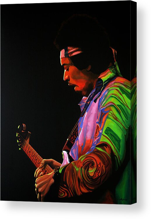 Jimi Hendrix Acrylic Print featuring the painting Jimi Hendrix 4 by Paul Meijering