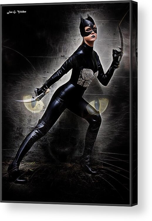 Fantasy Acrylic Print featuring the painting Killer Cat Unbound by Jon Volden