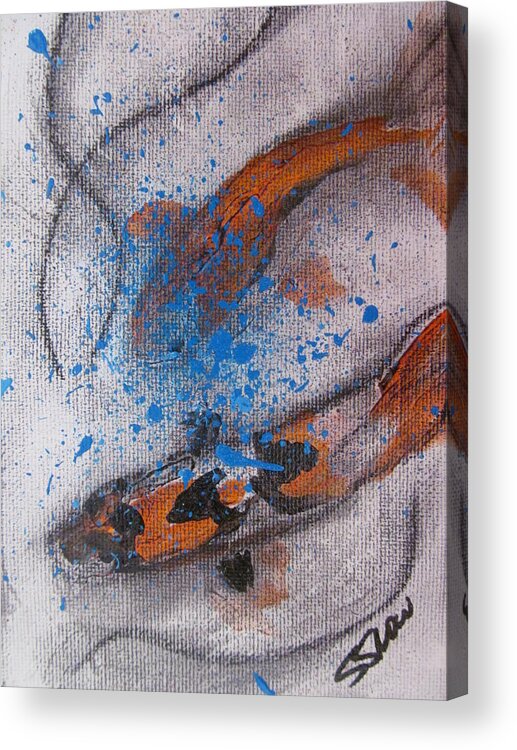 Water Acrylic Print featuring the painting Koi by Susan Voidets