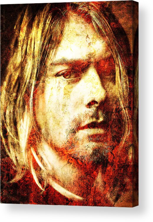 Kurt Cobain Acrylic Print featuring the photograph Kurt by J U A N - O A X A C A