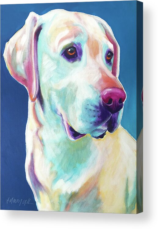 Labrador Acrylic Print featuring the painting Lab - Diego by Dawg Painter