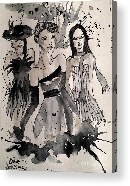 Ladies Acrylic Print featuring the painting Ladies Galore by Denise Tomasura