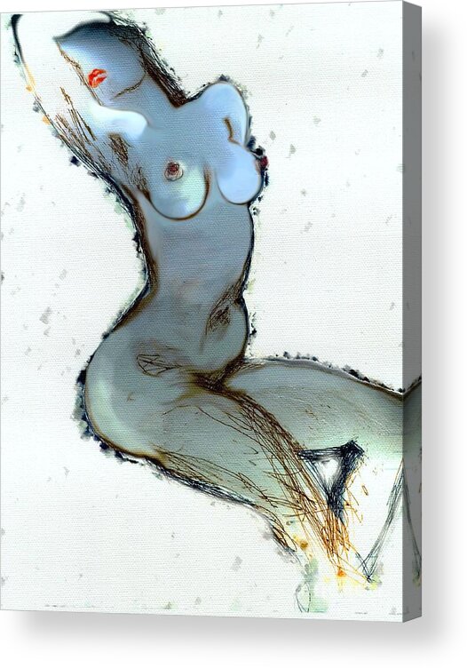 Female Nude Acrylic Print featuring the painting Lady Sophia - female nude by Carolyn Weltman