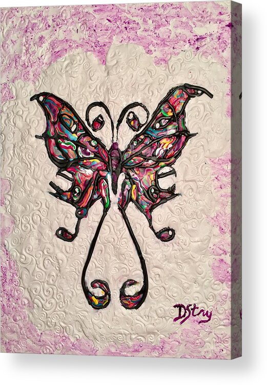 Butterfly Acrylic Print featuring the mixed media Lady T by Deborah Stanley