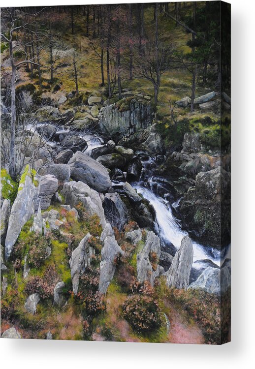 Landscape Acrylic Print featuring the painting Landscape in Snowdonia by Harry Robertson