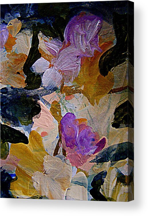 Gouache Abstract Flower Painting Acrylic Print featuring the painting Lavender Ladies by Nancy Kane Chapman