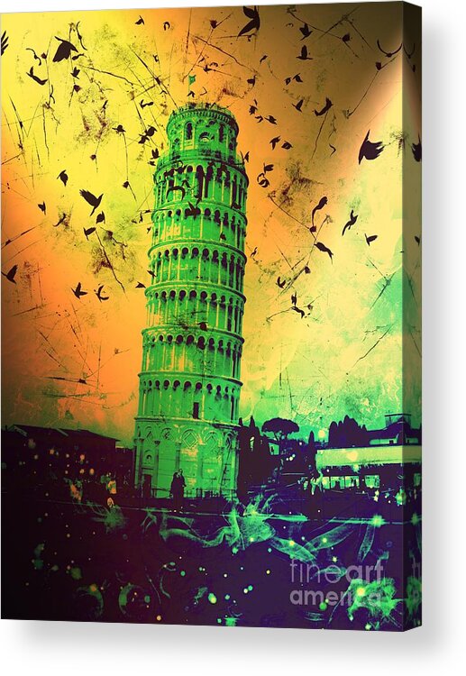 Leaning Tower Of Pisa Acrylic Print featuring the digital art Leaning Tower of Pisa 32 by Marina McLain