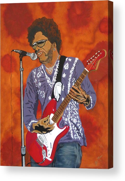 Lenny Kravitz Acrylic Print featuring the painting Lenny Kravitz-The Rebirth of Rock by Bill Manson