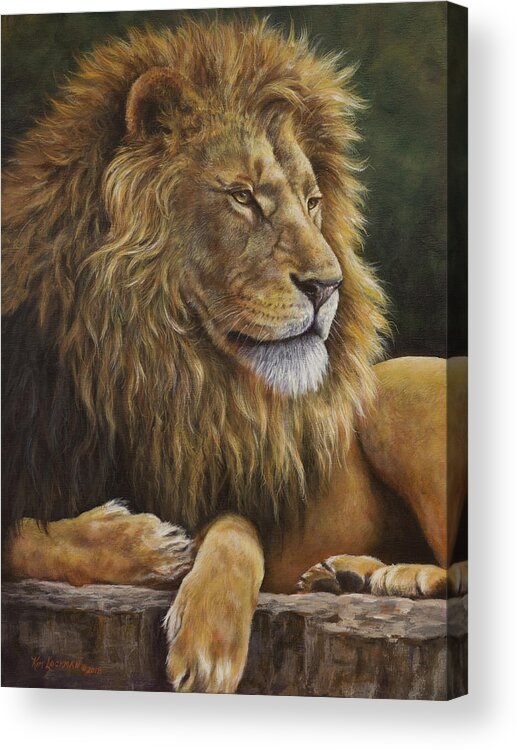 Lion Acrylic Print featuring the painting Lion Around by Kim Lockman