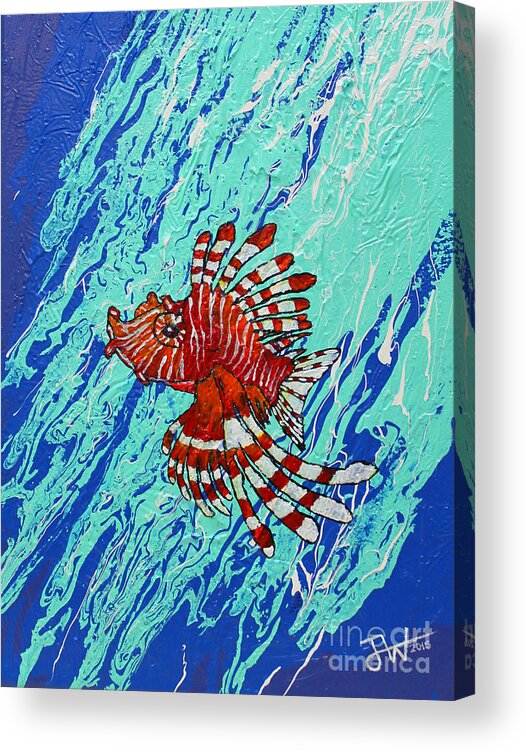 Lionfish Acrylic Print featuring the painting Lion Chief by Jerome Wilson