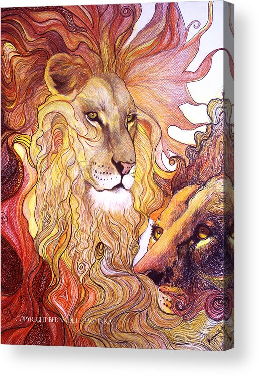  Acrylic Print featuring the drawing Lion king by Bernadett Bagyinka