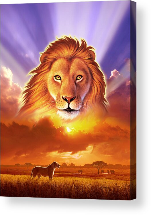 Lion Acrylic Print featuring the digital art Lion King by Jerry LoFaro