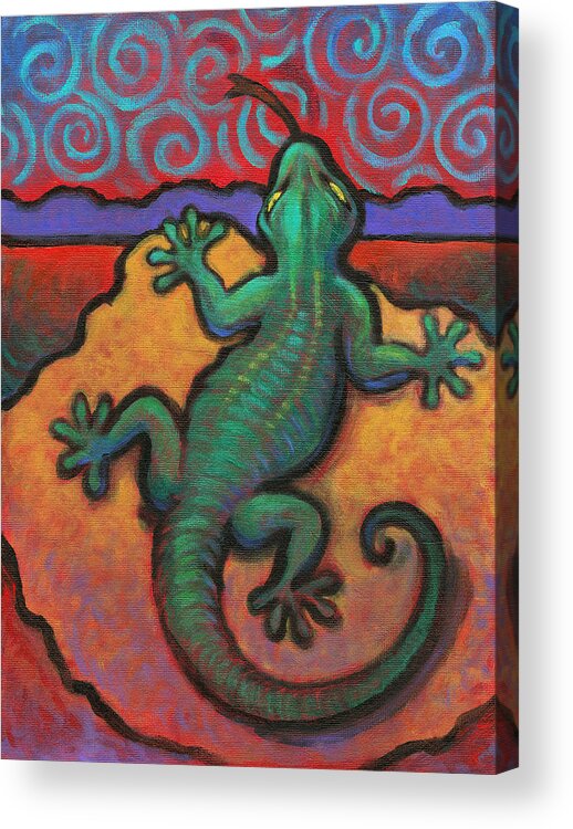 Lizard Acrylic Print featuring the painting Lizard by Linda Ruiz-Lozito