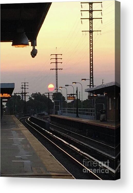 Long Island Early Morning Sunrise On The Way To Nyc John Telfer Acrylic Print featuring the photograph Long Island Early Morning Sunrise On The Way To Nyc by John Telfer