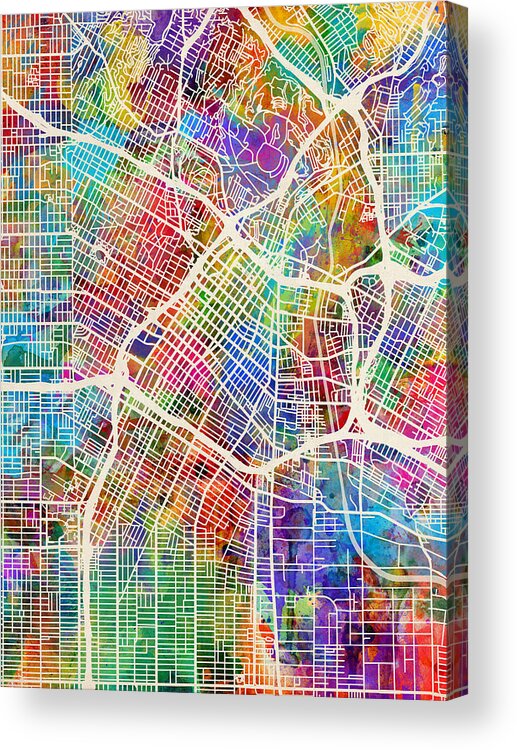 Los Angeles Acrylic Print featuring the digital art Los Angeles City Street Map by Michael Tompsett