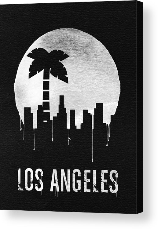 Los Angeles Acrylic Print featuring the digital art Los Angeles Landmark Black by Naxart Studio