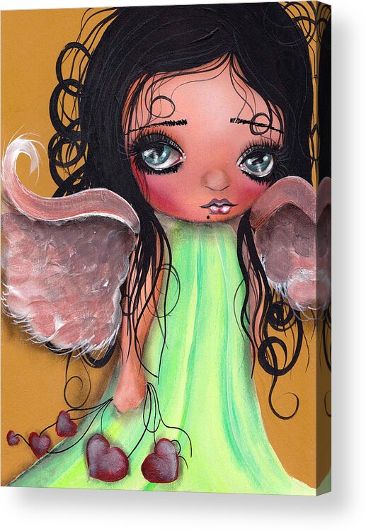 Angel Acrylic Print featuring the painting Love Keeper by Abril Andrade