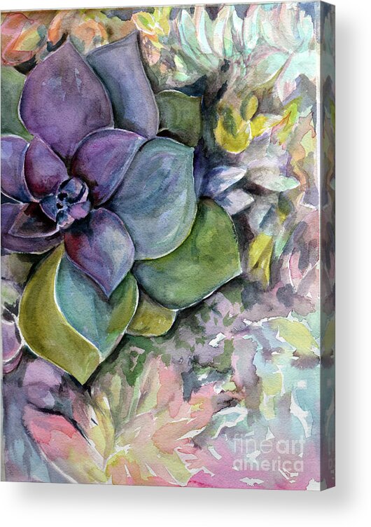Flower Acrylic Print featuring the painting Magnificent Succulent by Deb Arndt