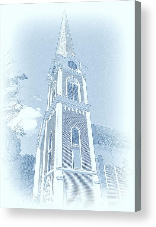 Spire Acrylic Print featuring the mixed media Manchester VT Church by Susan Lafleur