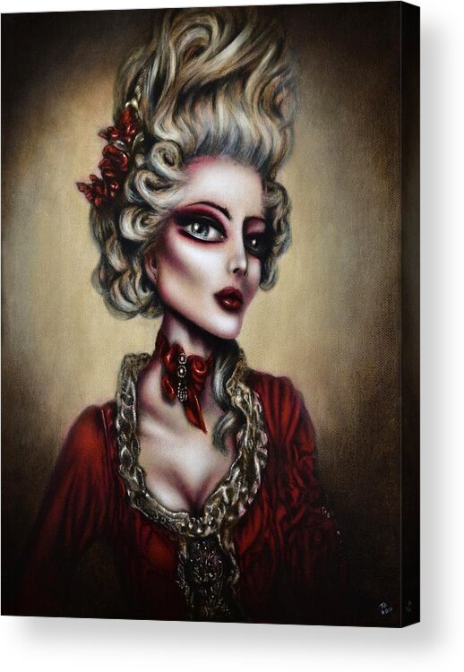 Red Acrylic Print featuring the painting The Trial of Marie Antoinette by Tiago Azevedo