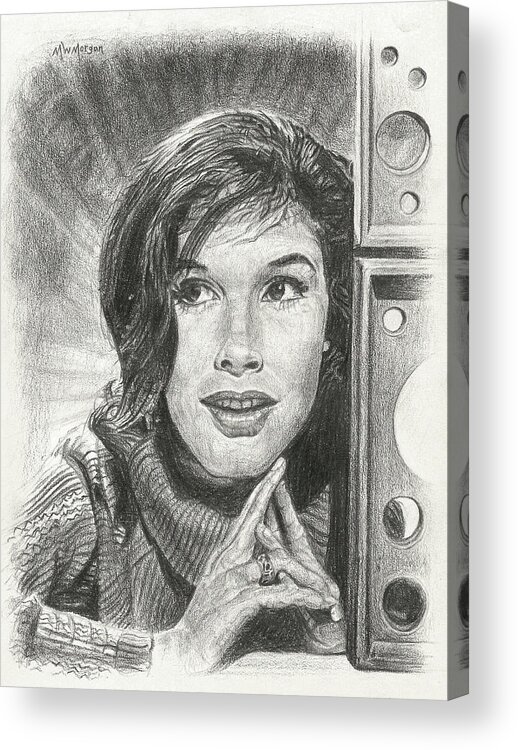 Mary Tyler Moore Acrylic Print featuring the drawing Mary Tyler Moore by Michael Morgan