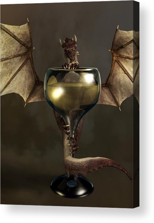 Wine Acrylic Print featuring the digital art Mead Dragon by Daniel Eskridge