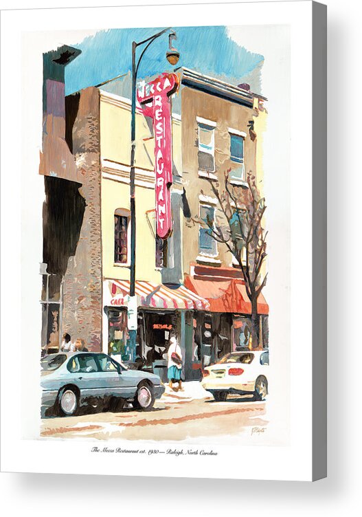 Mecca Restaurant Acrylic Print featuring the painting Mecca Restaurant by Tommy Midyette